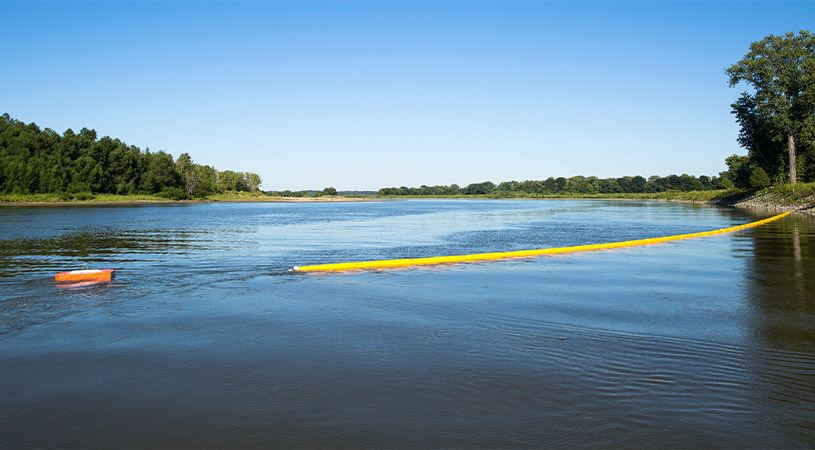 containment boom on waters